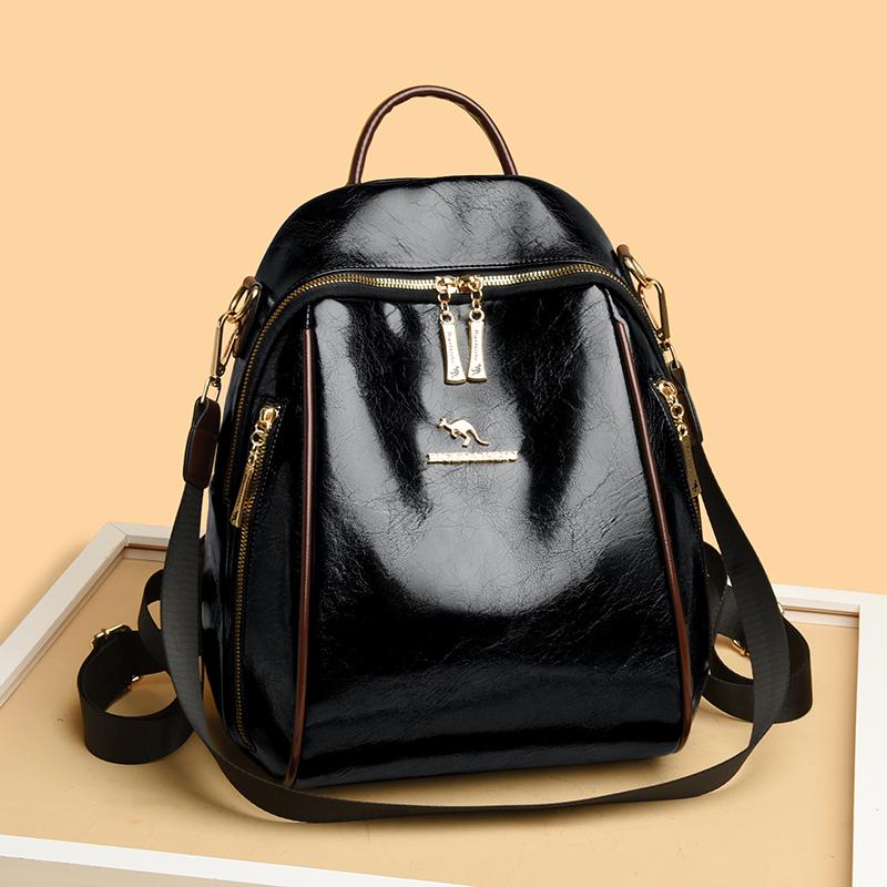 Měkký kožený batoh pro ženy, multifunkční cestovní batoh s velkou kapacitou, studentský školní batoh