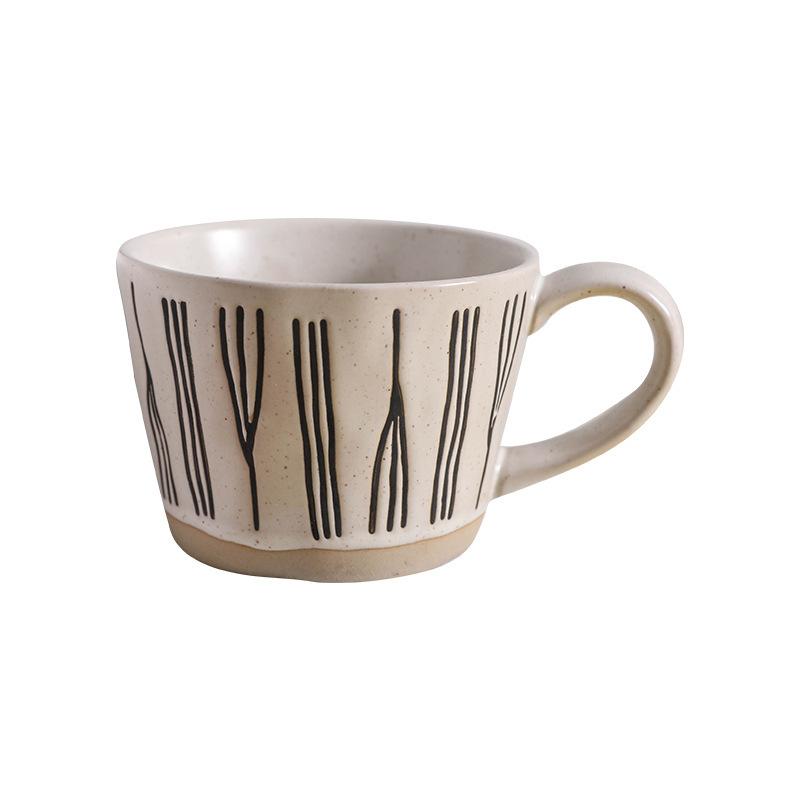 Hand-Brewed Coffee Cup With Spoon, High-Value Ceramic, Good-Looking Household Large-Diameter Water Cup With Minor Flaws