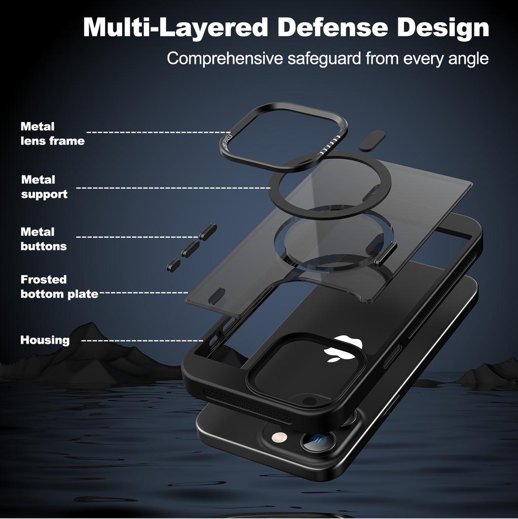 Luxury Magnetic Frame Bumper Case For iPhone 17 16 15 14 13 12 11 Pro Max Plus For Magsafe Acrylic Translucency Protection Cover