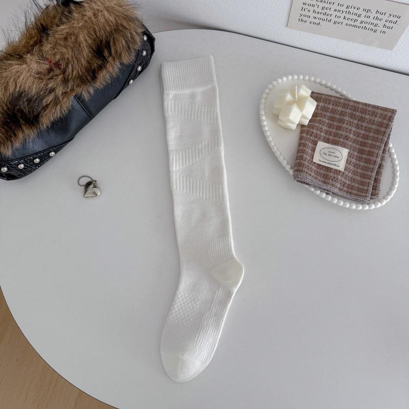 Sock Children's Calf Socks Slimming and Knee-length Cotton Stockings Pure Color Long Tube Pile-up Stockings