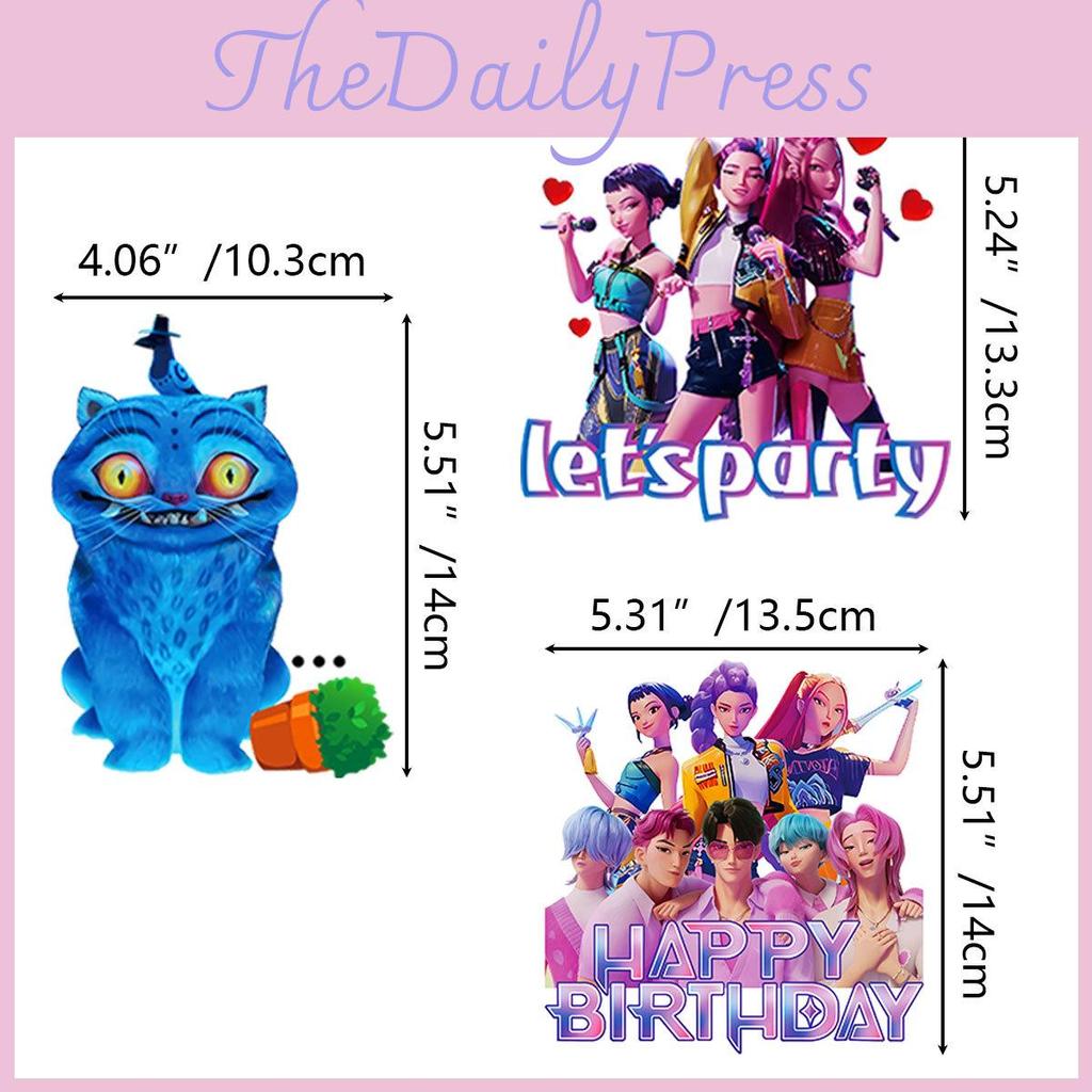 Kpop Demon Hunters verjaardagsfeest banner decoratieset met ballonnen en achtergrond voor anime-fans