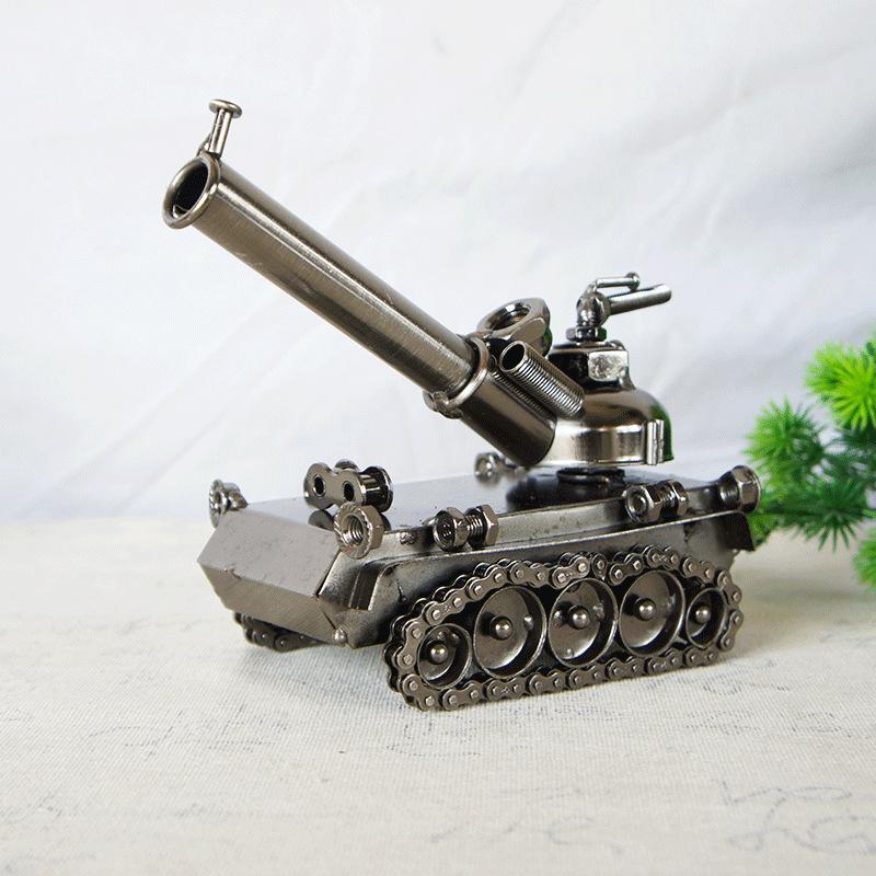 

Retro Model Tank Cannon Model Figurine Metal Decoration Handmade Metal Craft Gifts Home Office Decorative Retro Ornaments