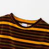 Champion Short Sleeve Crew Neck Relax Fit Striped Brown x Women's T-Shirt, Yellow, CW-B305