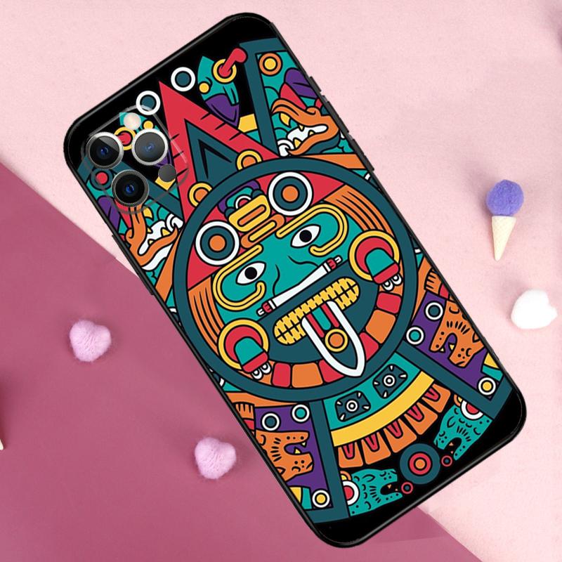 Aztec Calendar Mayan Native Stone Phone Case For iPhone 17 Pro Max 14 15 16 Plus 11 Pro Max 12 13 Mini 16e 17 Air Back Cover