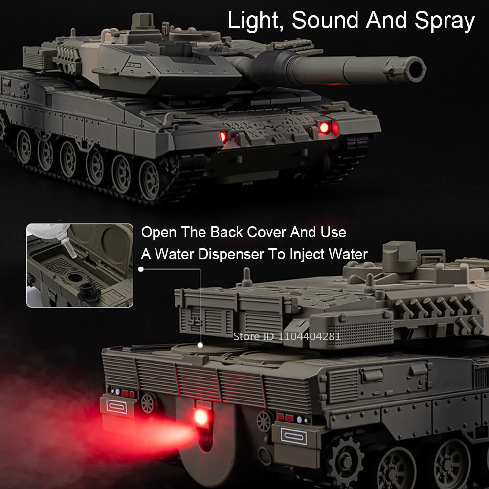 1:36 Leopard 2 Main Battle Tank Model Witness-136 Drone Alloy Diecast Car Toys Sound Light Pull Back Vehices Boy's Birthday Gift