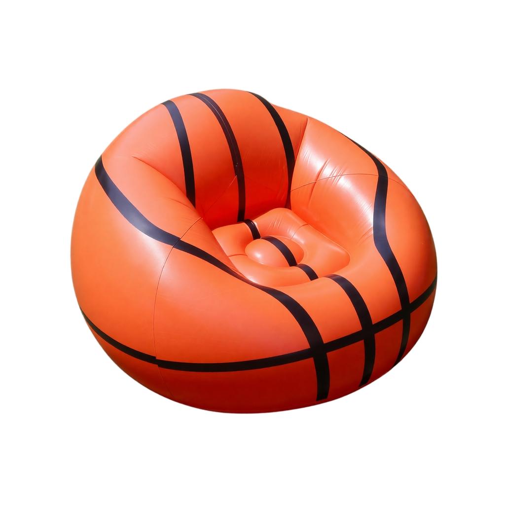 Inflatable Bag Chair with Sports Ball Pattern - Soccer Basketball Lounger for Beach Pool Yard, Portable Indoor Outdoor Relaxing