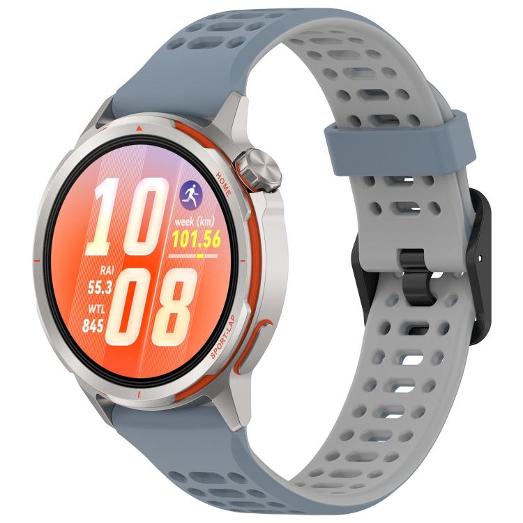 Perforated Double Color Silicone Sport Watch Band For Huawei Watch GT Runner 2, Breathable Adjustable Replacement Wrist Strap