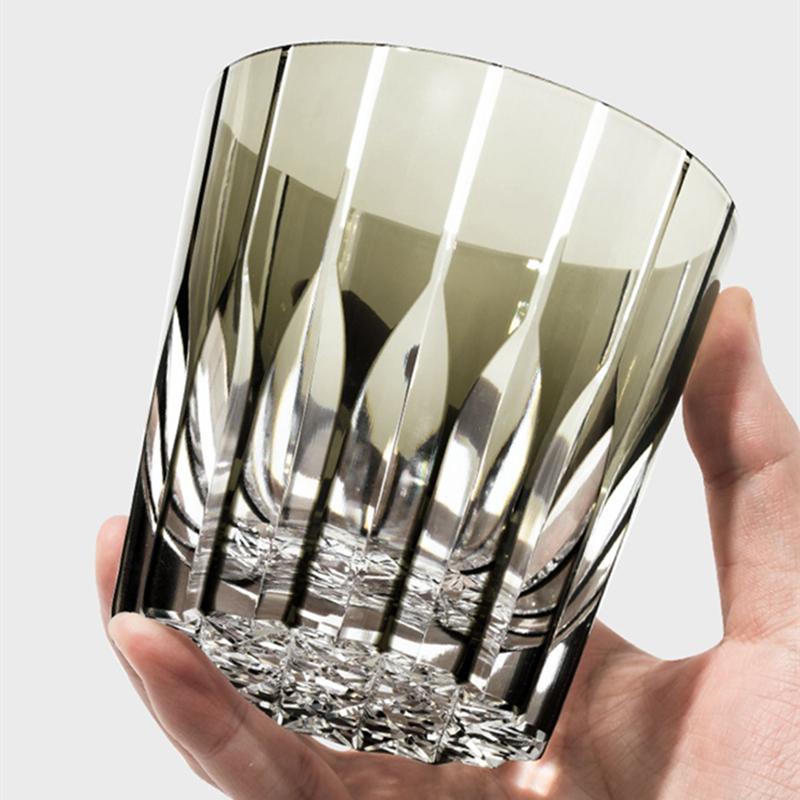 Japan Edo Kiriko Crystal Old Fashioned Glass Top Level Kagami Asterism Engrave Whisky Snifter Brandy Tumbler Starburst Wine Cup