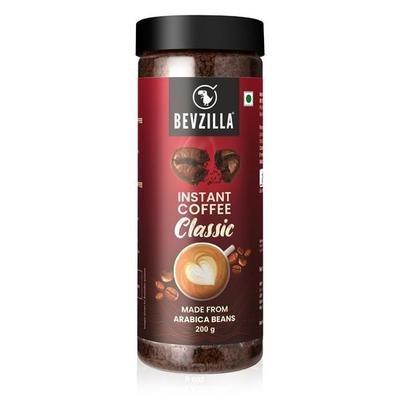 Bevzilla 200 Gram Classic Instant Coffee Powder Jar| Arabica Coffee | Best for Espresso, Latte & Cappucino | Hot & Cold Brews