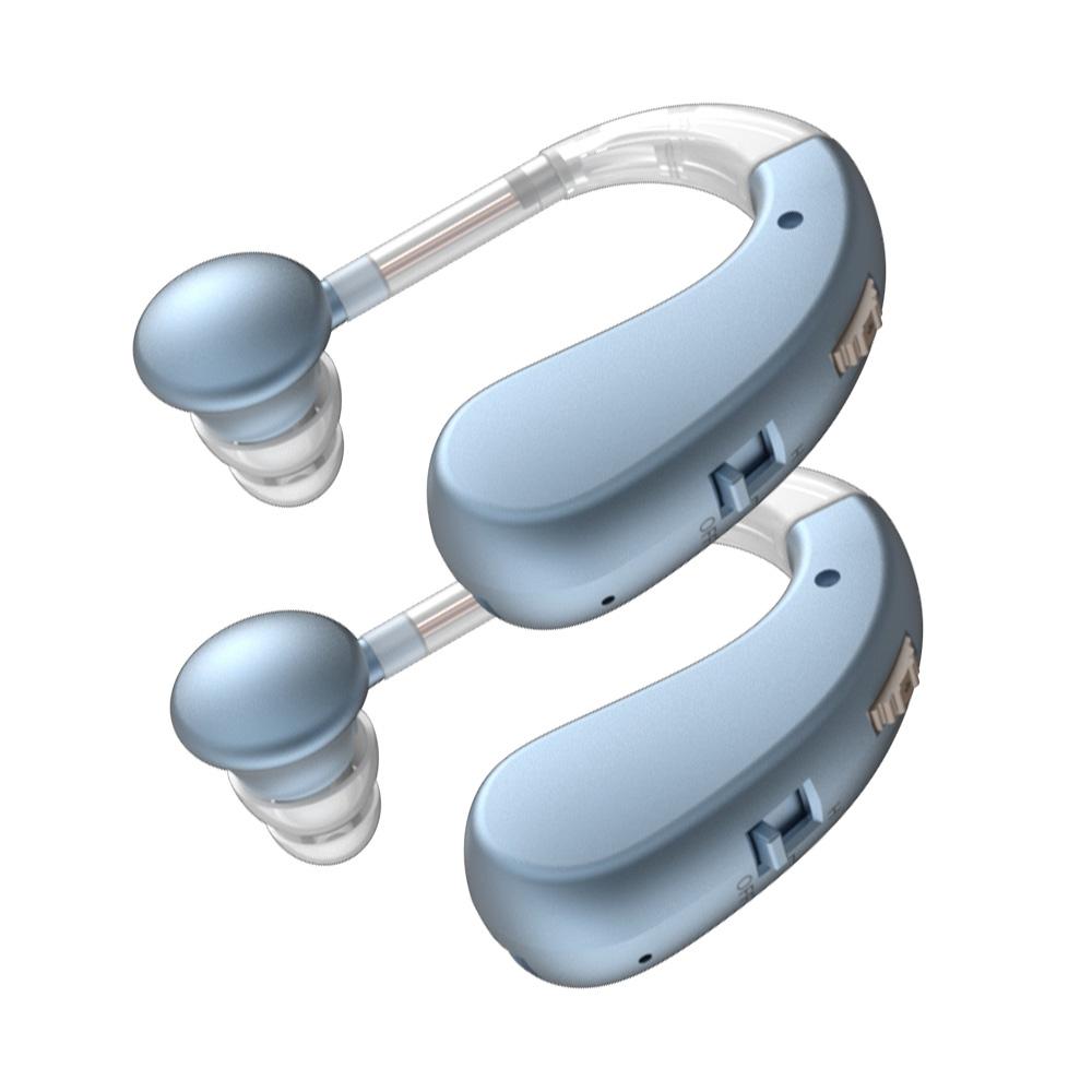 

2 шт. усилительные наушники с усилителем звука для потери слуха, доступны с регулируемой громкостью синий