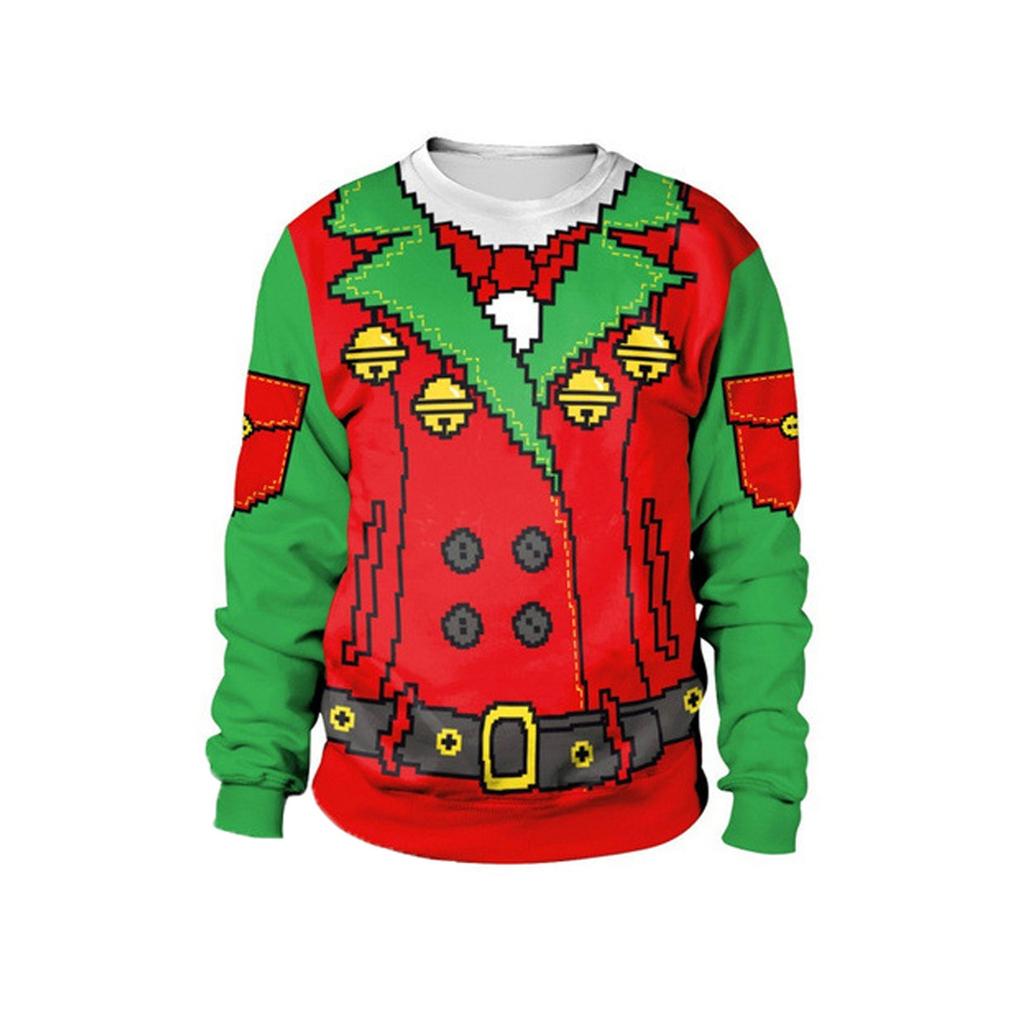 Women And Men Funny Christmas Print Tops Fashion Warm Long-sleeved Sweatshirt Casual Pullover Blouse