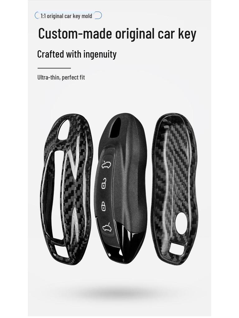 T-Carbon Kohlefaser Schlüsselhülle für Porsche Macan EV Schlüsselgehäuse