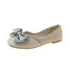 Bow Flats Autumn New Square Toe Shallow Mouth Rhinestone Slip-on Non-Slip Low-Top Single