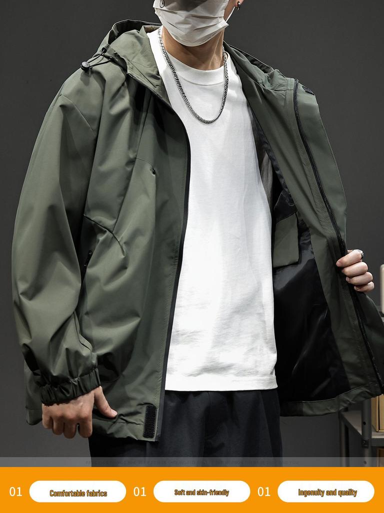 Men's Windproof Outdoor Shell Jacket - 2025 Autumn/Winter Thickened Cotton Casual Workwear Outerwear