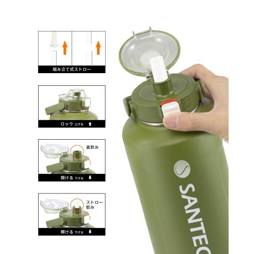 SANTECO Vacuum Insulated Water Bottle, Large Capacity, 1900ml, Keeps Cold or Hot, Includes Straw, Compatible with Direct Drinking Sports Drinks, Styli