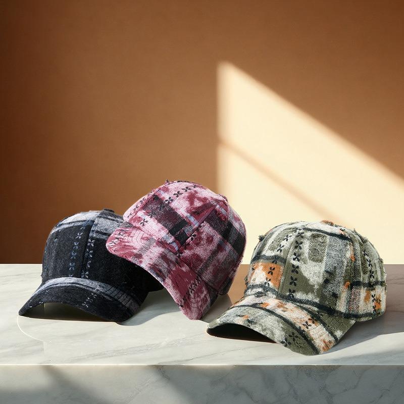 Spring and Autumn New Plaid Suede Baseball Cap Middle Old Ladies Retro Cap Winter Premium Sense