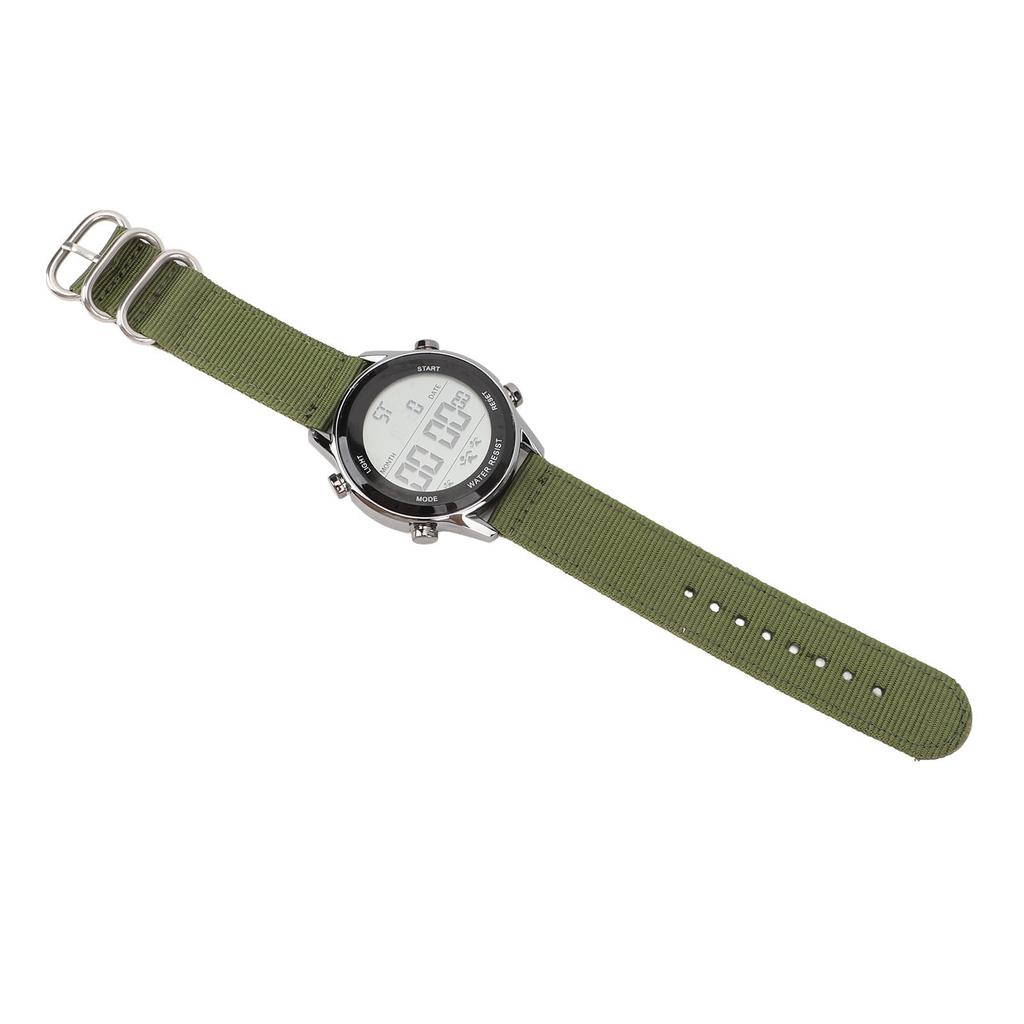 Men Digital Sports Watch Rainproof Alarm Countdown Dual Time Zone Nylon Strap Digital Watch with Stopwatch for Outdoor