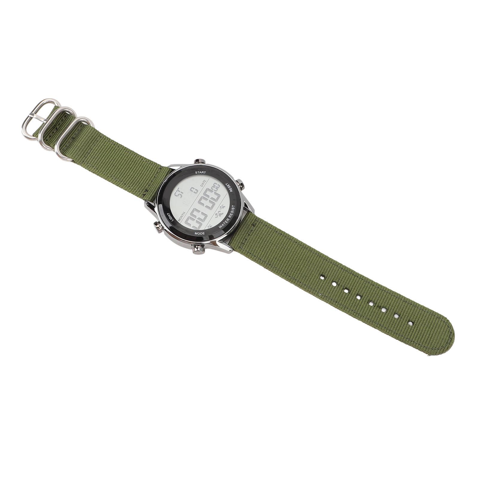 

Men Digital Sports Watch Rainproof Alarm Countdown Dual Time Zone Nylon Strap Digital Watch with Stopwatch for Outdoor