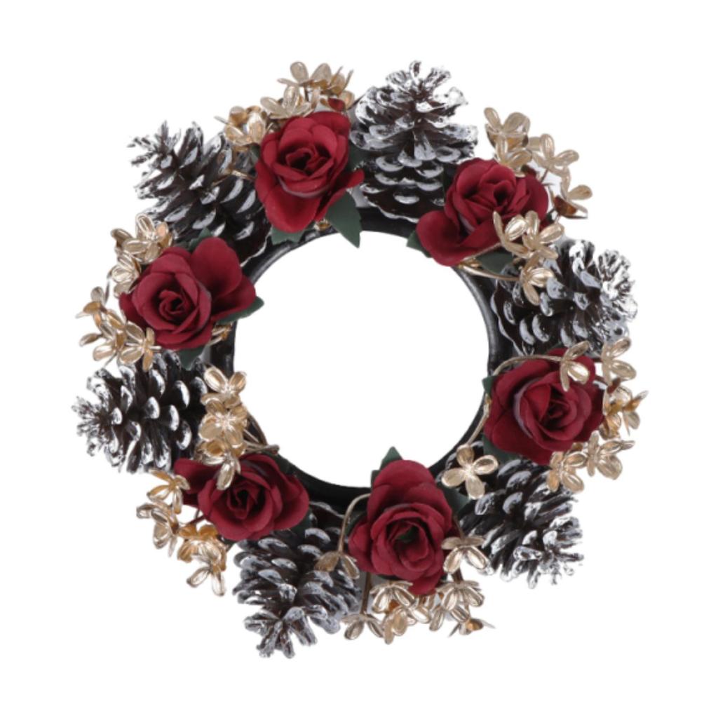 Christmas Candle Rings Wreath Table Centerpiece Farmhouse Inner Diameter 4" Home Decoration for Holiday Bedroom Ornaments