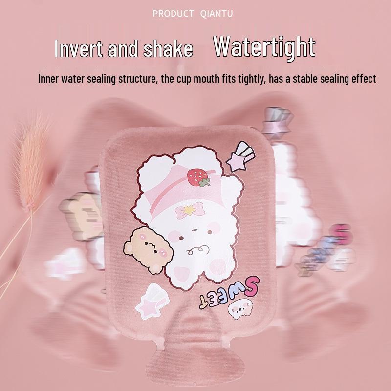 Mini Plush Cartoon Hot Water Bottle for Abdomen - Soft Hand Warmer