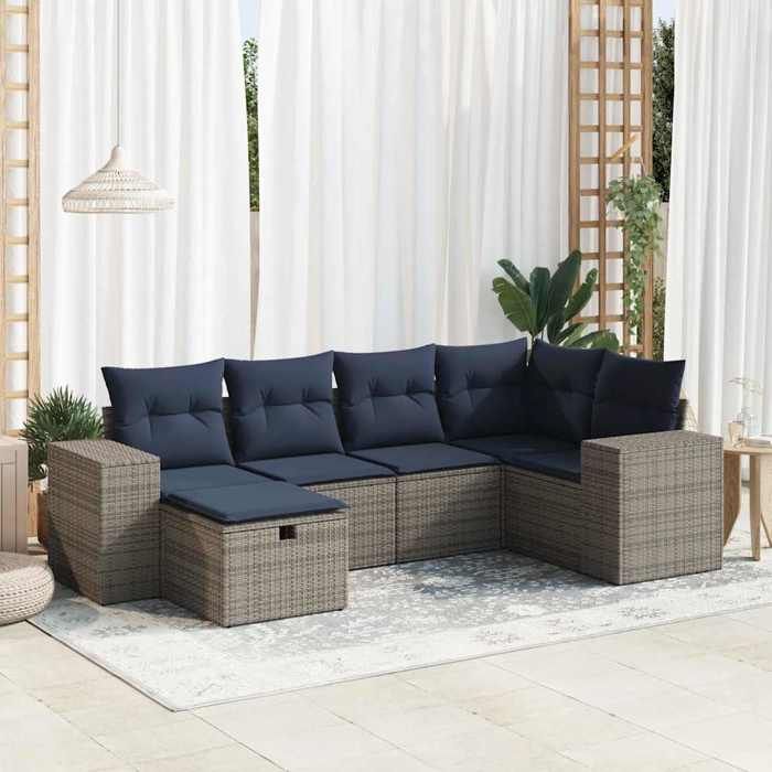 VidaXL Salon de jardin 6 pcs avec coussins gris résine tressée 3325687