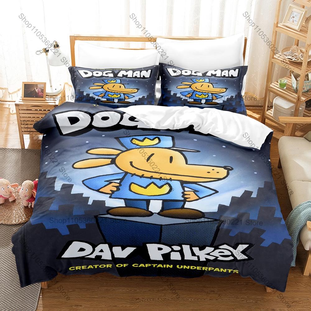 Personality Dog Man Kids Bedding Set New 3D Print Duvet Cover Set Cute Bedroom Decor Bedclothes Pillowcase Children Bedroom Deco