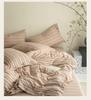 European Style Retro Crinkled Gauze Linen Button-Up Set - Machine Washable, Ideal for Naked Sleep with Fitted Sheet.
