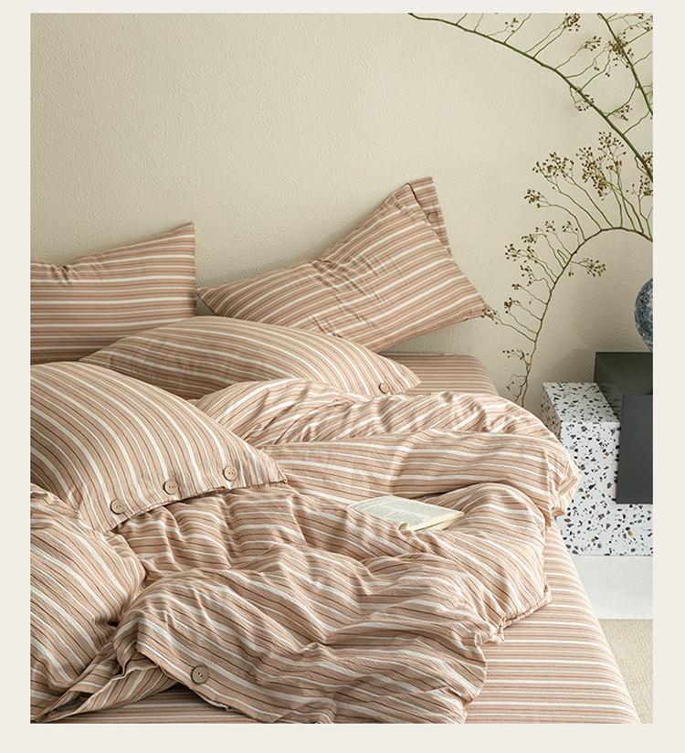 European Style Retro Crinkled Gauze Linen Button-Up Set - Machine Washable, Ideal for Naked Sleep with Fitted Sheet.
