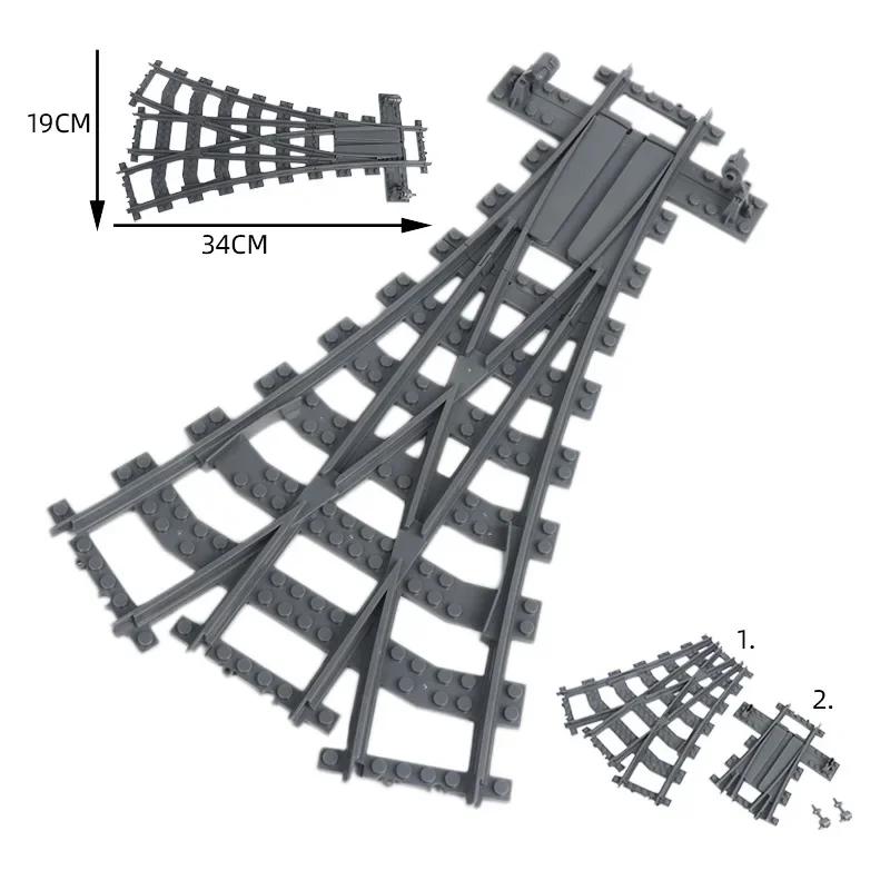 City Trains DIY Building Blocks Straight Curved Rail Bricks Parts Bridge Tunnel Model Soft Flexible Cross Tracks Railway MOC Toy