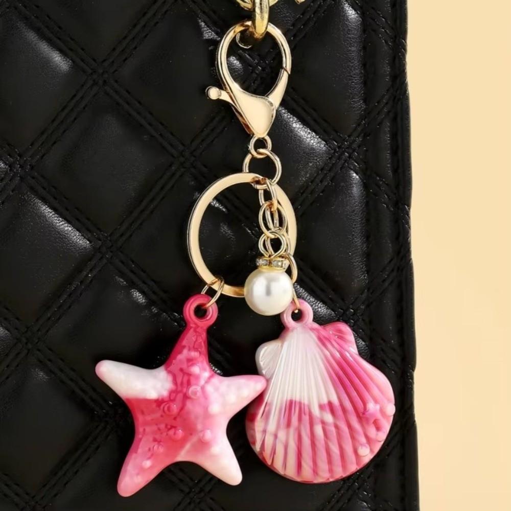 Colorful Shell Keychain Resin Shell Pendant Handmade Shell Key Ring Car Key Holder