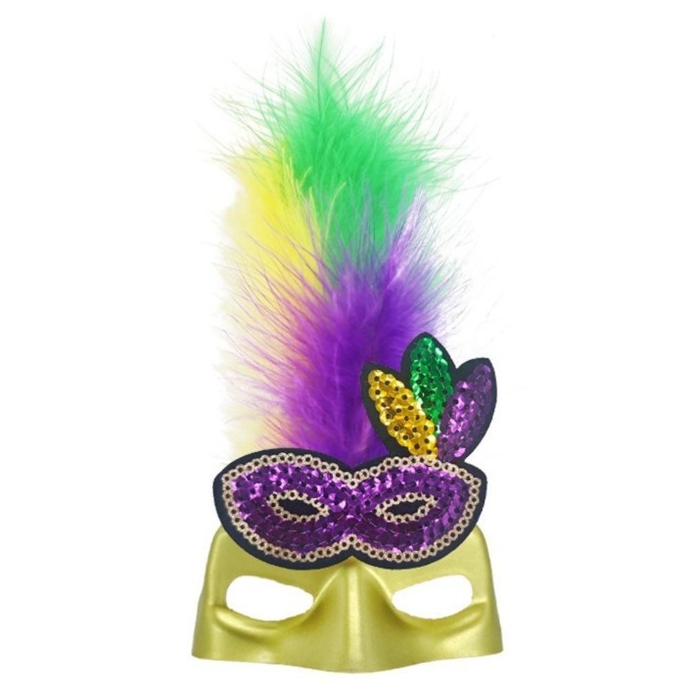 Glitter Feather Headpiece Colorful Pet Feather Headband Funny Cat Feather Mask Carnival Party Style F