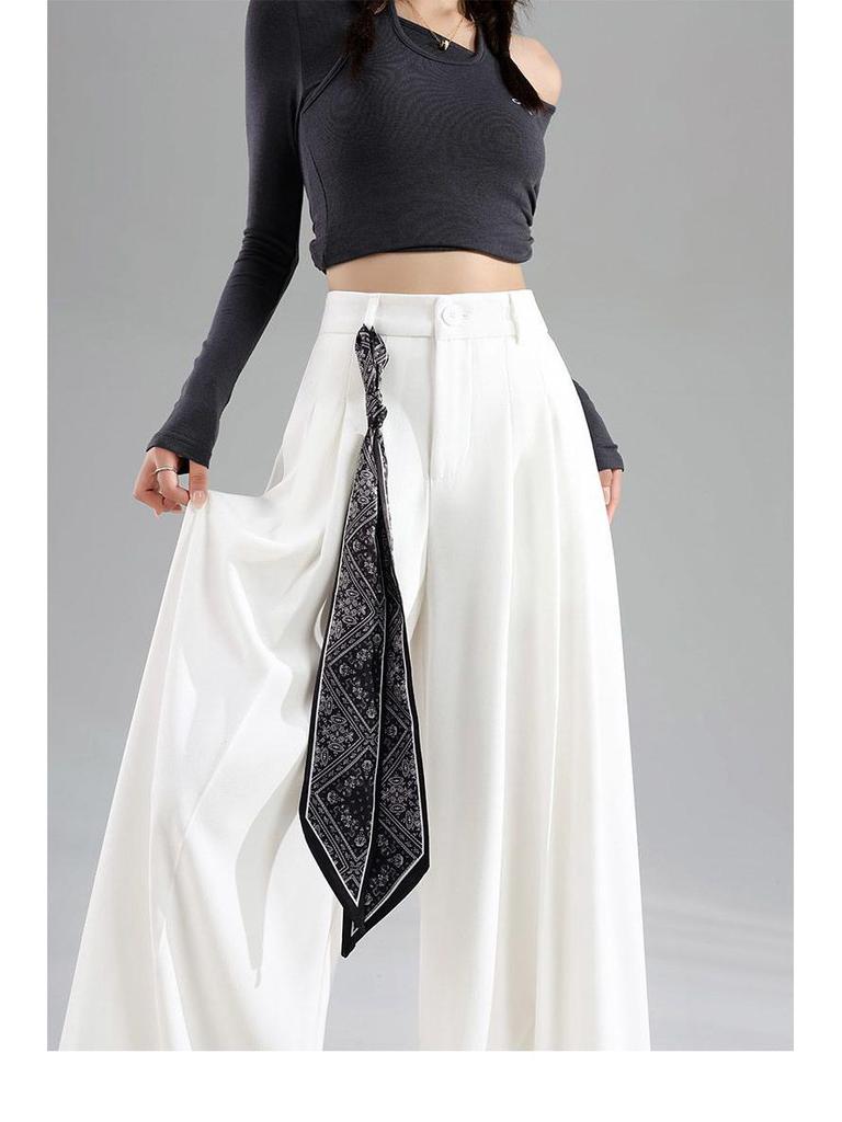 Women's Drapey Wide-Leg High-Waisted Slimming Floor-Length Pants - 2026 Spring/Summer Collection