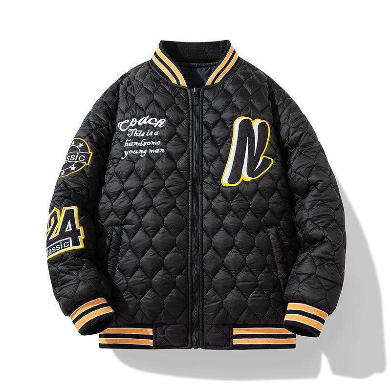 

Осенне-зимняя хлопковая куртка мужская повседневная, свободная, универсальная, двухсторонняя бейсбольная куртка S чёрный