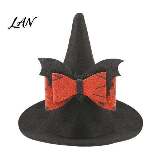 Cosplay Headgear for Dogs Pet Halloween Witch Hat, Bows/Pumpkins Decor, Adjustable Felt Pumpkin Bat Ghost Costume Accessory, Lightweight Comfortable