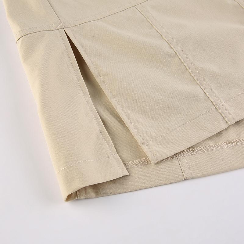 Women Skirts Streetwear Side Slit Retro Sexy Irregular Summer Elegant New Fashion Design A-Line Womens Solid Cargo Y2k Skirt