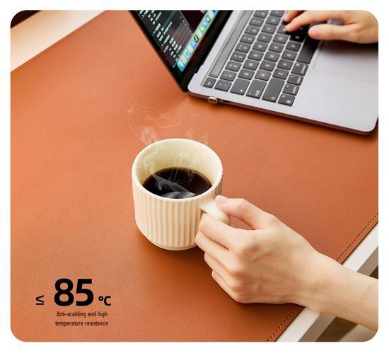 Großes einfarbiges Leder-Mauspad - Esports & Büro-Schreibtischmatte für Laptop und Tastatur