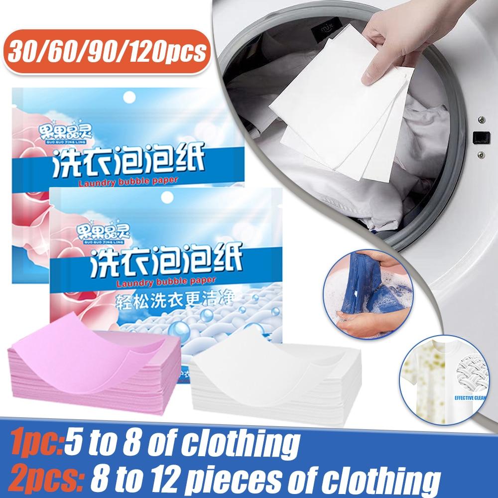 120/90/60/30Pcs Laundry Detergent Sheets Easy Dissolve Laundry Tablets Strong Deep Cleaning Detergent Laundry Soap for Washing Machine