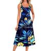 Women's Casual Fashion Floral Print Round Neck Sleeveless Midi Dress