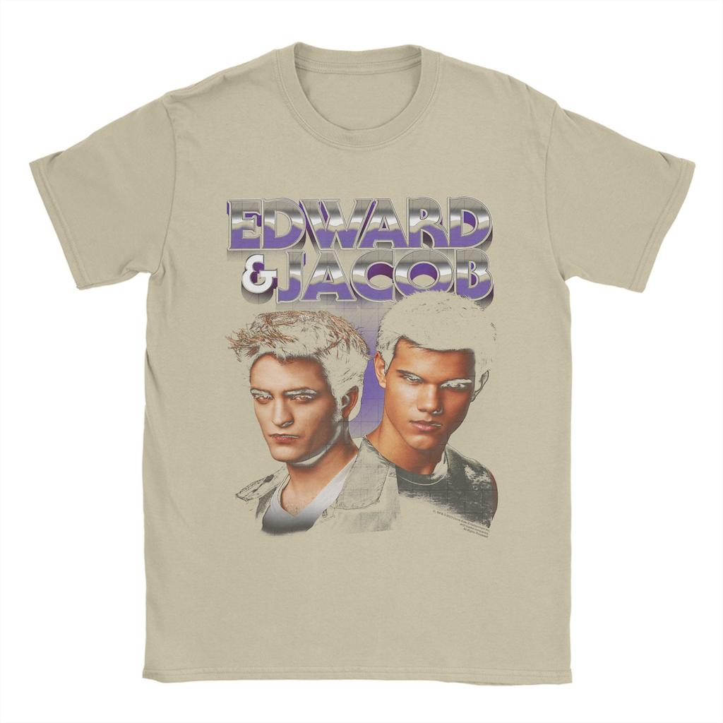 Twilight Edward Jacob Purple Chrome Text Portrait Movie TShirt Summer T Shirts Cotton Clothing Short Sleeve YK Tops