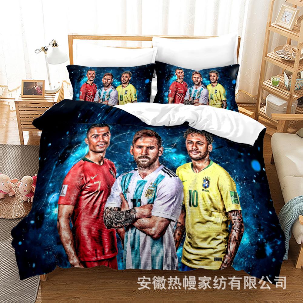 3D Three-Piece Size Football Quilt Cover Quilt Cover Home Textile
