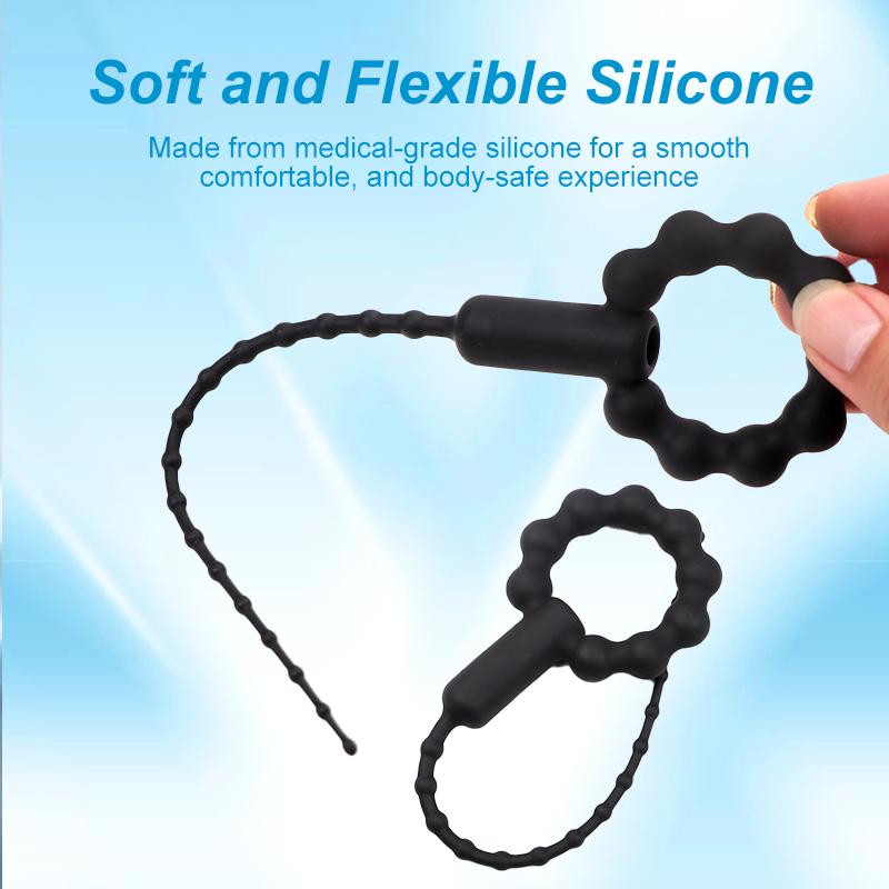 Soft Silicone Urethral Sound for Men, Slim Flexible Beginner Dilator with Smooth Tip, Easy Clean & Discreet Storage Sex Toy