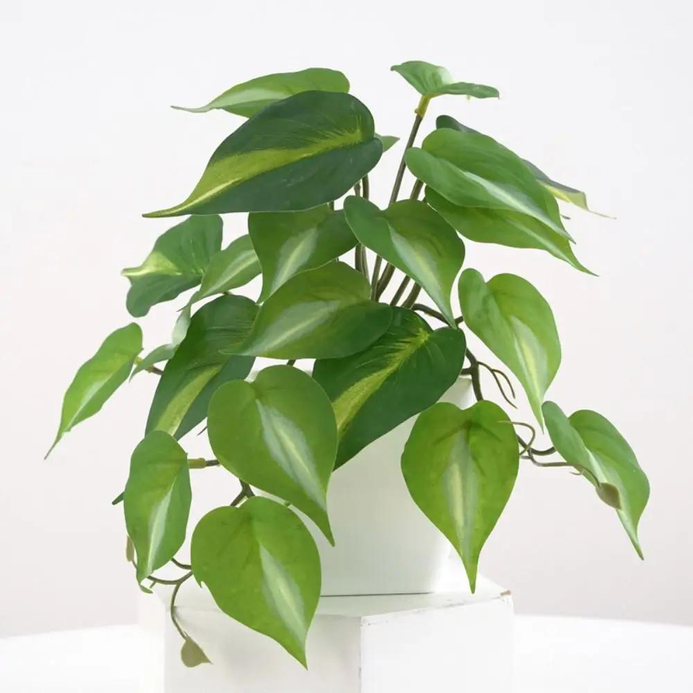 23 Leaves Artificial Green Plant Leaves Tropical Plant Real Touch Green Potted Plants Lifelike Plastic Palm Leaves Branches