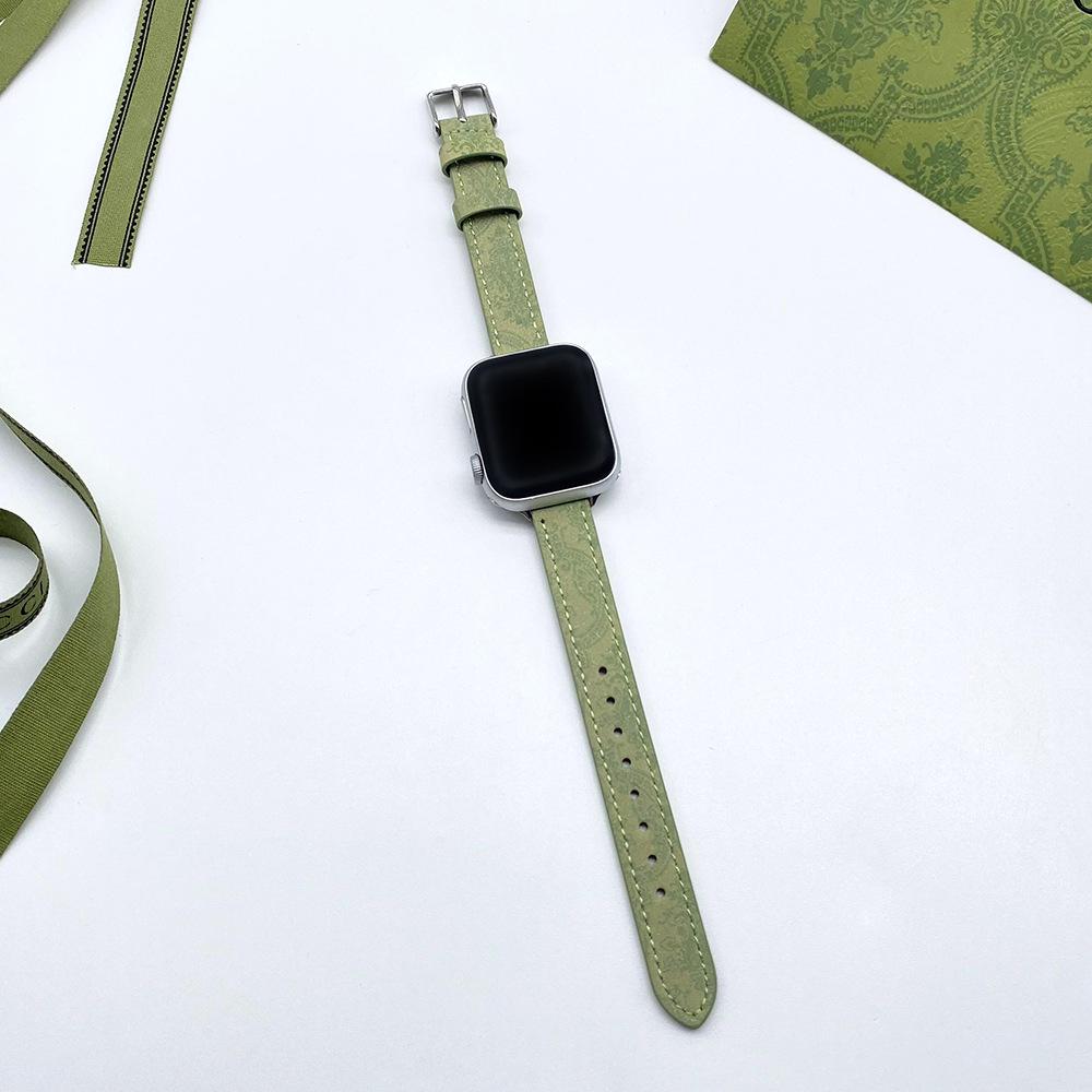 Zelený kožený řemínek pro Apple Watch 8/7/SE/6/5/4
