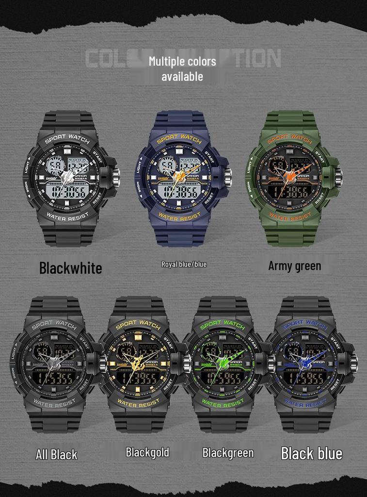 שעון ספורט Sanda עמיד למים וזוהר - אופנתי, טרנדי, רב-תכליתי לגברים, נשים וסטודנטים