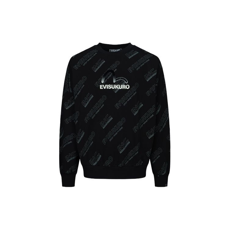 Evisu Letter Logo All Over Print Pullover Sweatshirt Men Sweatshirt Black 2ESGNM3SW426LFCT