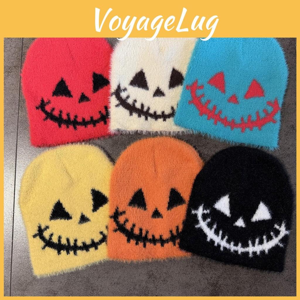 Halloween Quirky Face Pattern Beanie Warm Wool Blend Casual Travel Streetwear