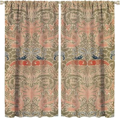 Bohemian Retro William Morris Window Curtains Vintage Peacock Abstract Art Pattern Print Drapes Bedroom Li Curtain Room Darkening For Master Polyester