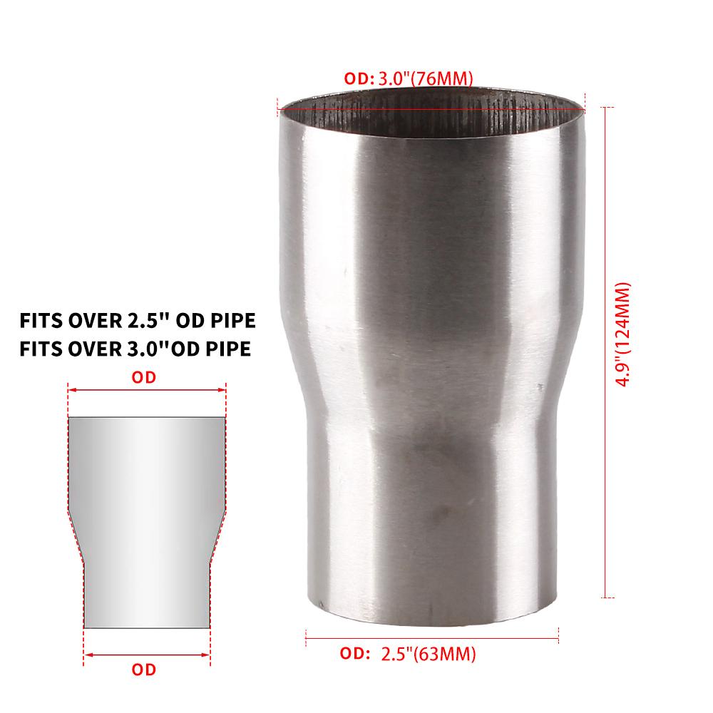 OD:2" 2.2'' 2.5'' 3'' Universal Stainless Steel Car Exhaust Reducer Connector Pipe Tube Adapter Intake Pipe Connection Joint