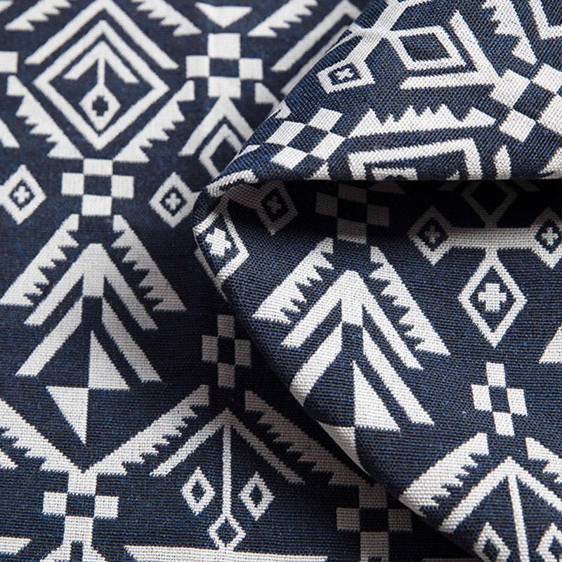 BILU Thicken Yarn Woven Polyester Cotton Linen Ethnic Jacquard Fabric for Home Textile