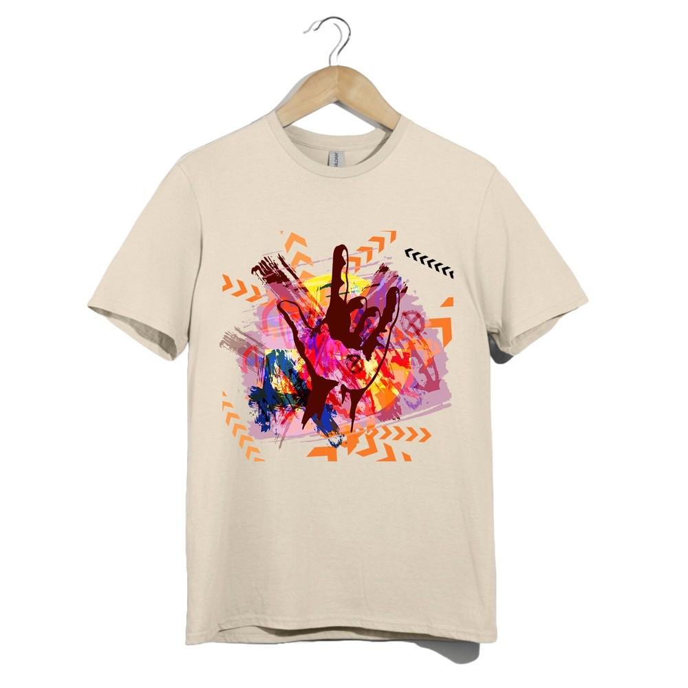 Graffiti Hand Sign T-Shirt Unisex Abstract Rock Art Punk Streetwear Graphic Tee